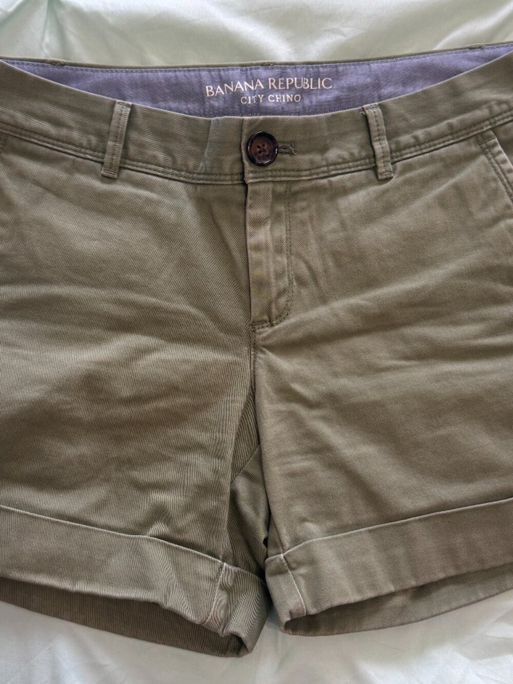 Banana Republic‎ City Chino Shorts Size 0 Green Khaki Preppy Classic